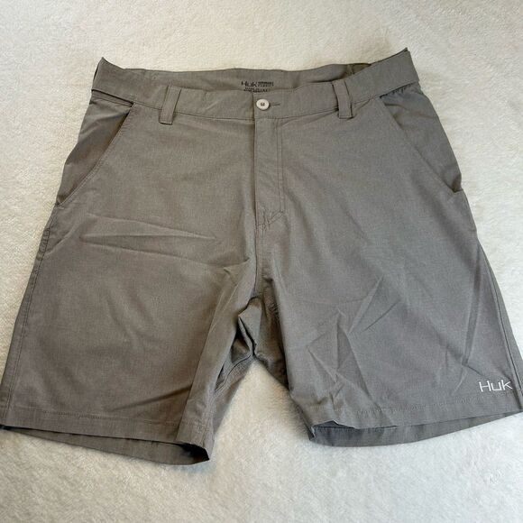 HUK Fishing Mens Performance Fishing Shorts Light Brown Gray Size XL - Picture 1 of 9